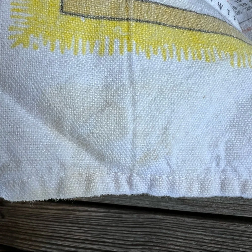 Vintage 1984 Linen Tea Towel Calendar Help With The Dishes